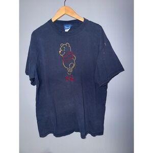 Vintage Disney Winnie the Pooh Embroidered Navy Blue T-Shirt 90s Faded Tee